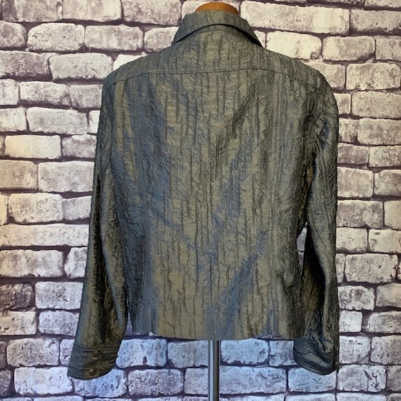 Chico's Shiny Puckered Fabric Jacket Size L - Picture 10 of 12